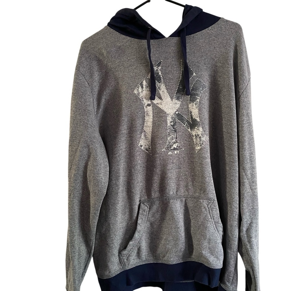 Majestic Heather Gray Hoodie with Navy Details